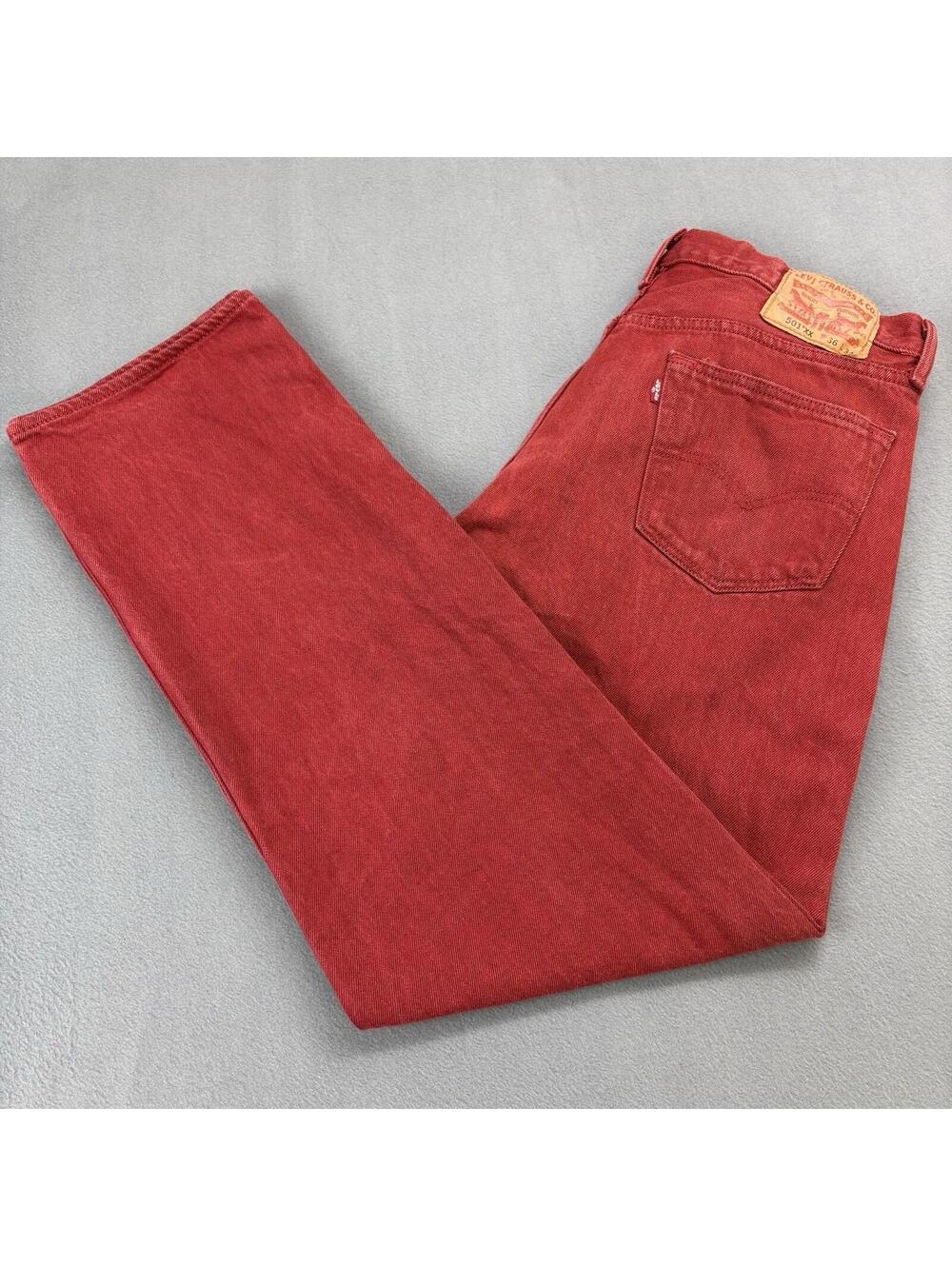 Levi’s 501xx Button Fly Straight Leg Denim Jeans Size 36 (Fit 33.5x30.75 in) Red